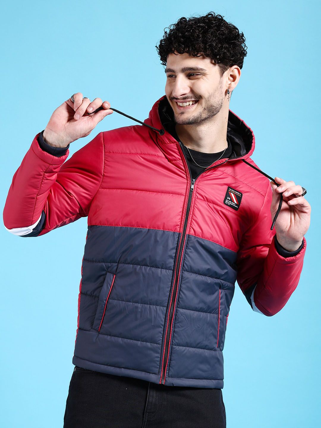The Indian Garage Co Men Colourblock Regular Fit Puffer Jacket