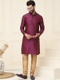 SOJANYA Lelaki Burgundy & dark sienna Kerja Benang Kurta