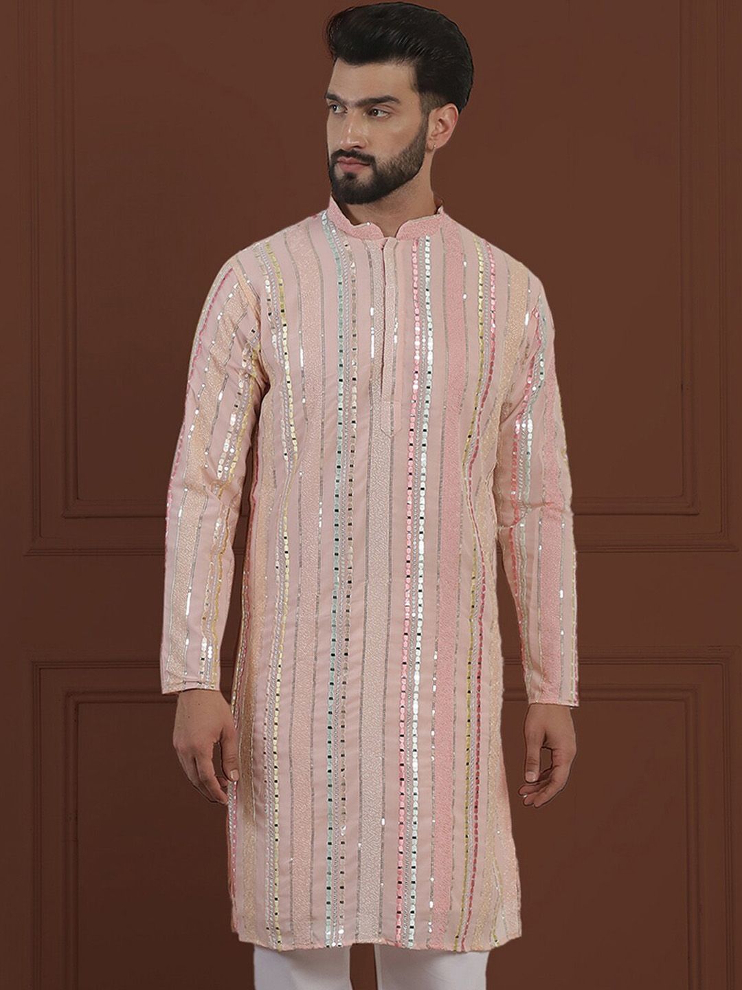 SOJANYA LUXE Kurta Georgette Tulen Berhias Berjalur