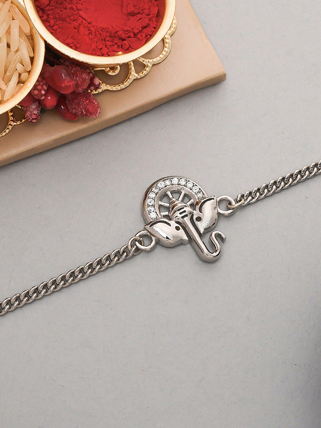 Voylla Silver-Toned Bracelet Style Rakhi