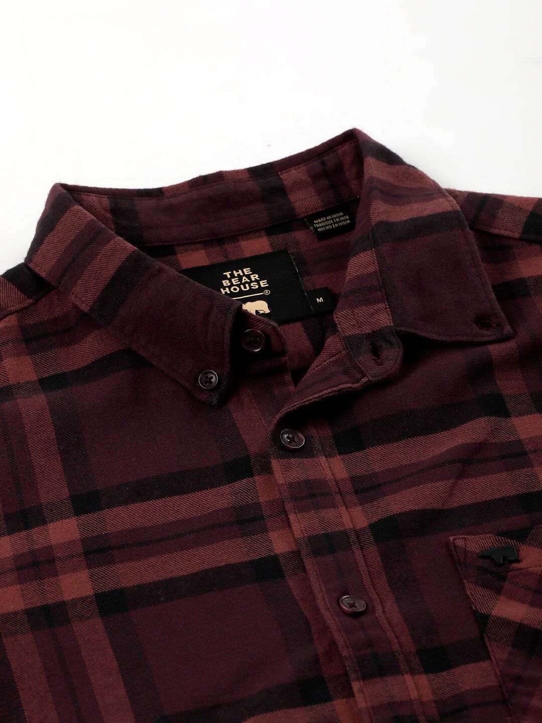 THE BEAR HOUSE Men Slim Fit Tartan Checked Pure Cotton Casual Shirt