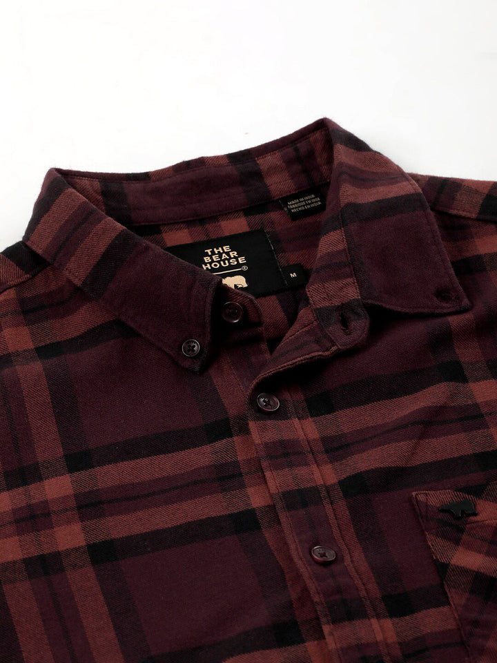 THE BEAR HOUSE Men Slim Fit Tartan Checked Pure Cotton Casual Shirt