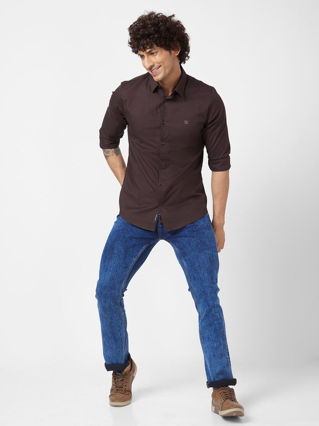 SPYKAR Classic Opaque Cotton Linen Casual Shirt