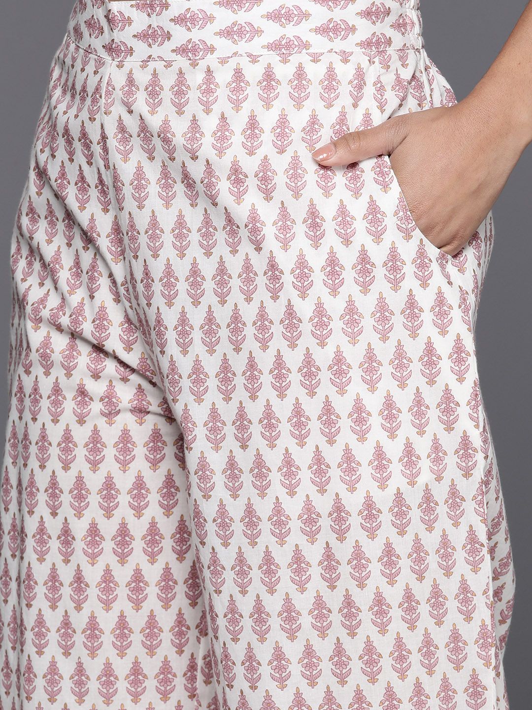 Libas Women Floral Printed Gotta Patti Pure Cotton Kurta with Palazzos