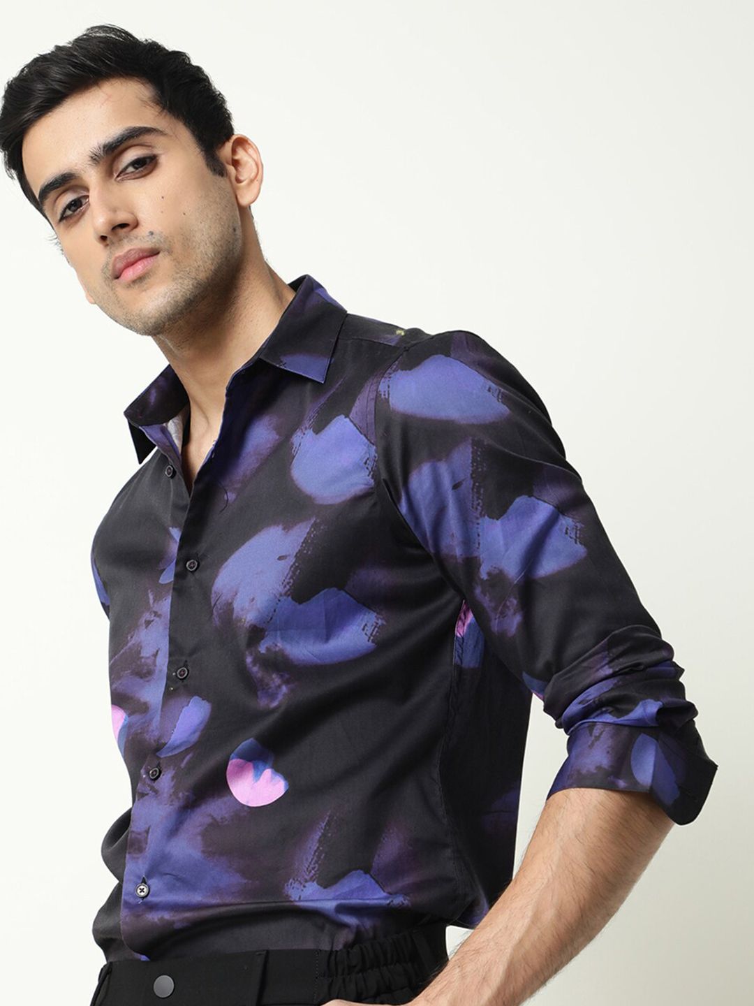RARE RABBIT Men Pure Cotton Toforo Slim Fit Floral Printed Shirt