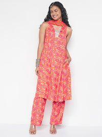 Global Desi Floral Printed Kurta with Trousers & With Dupatta