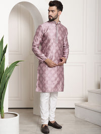 SOJANYA Ethnic Motif Woven Design Mandarin Collar Kurta With Pyjamas