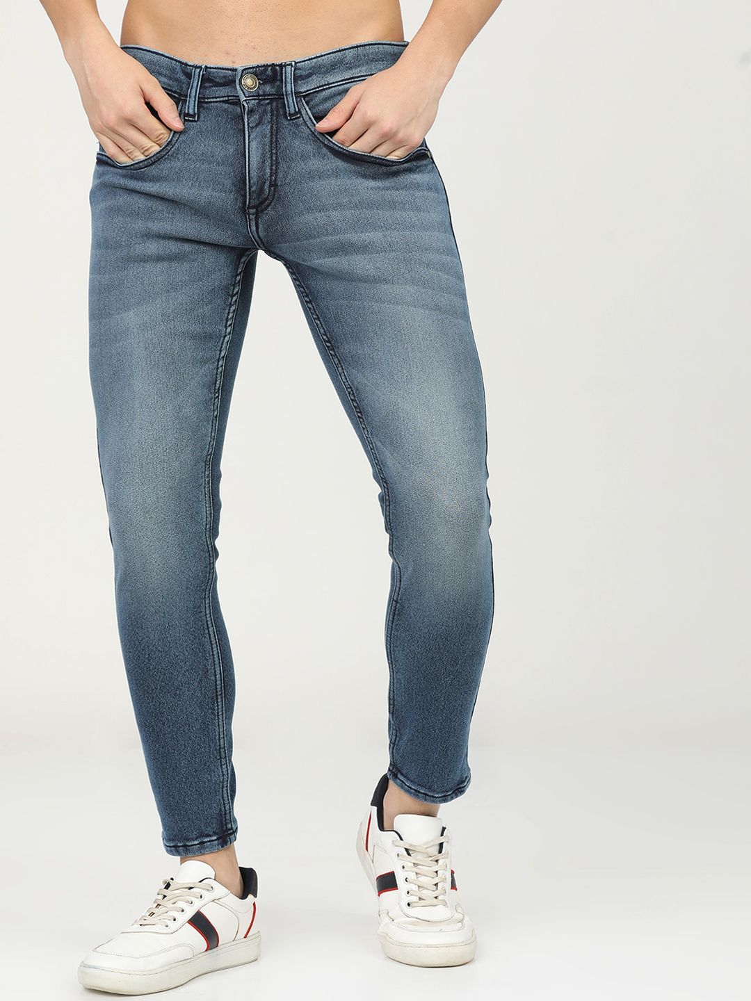 HIGHLANDER Men Blue Tapered Fit Heavy Fade Stretchable Jeans