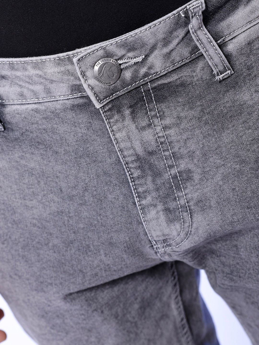 The Indian Garage Co Men Grey Slim Fit Clean Look Heavy Fade Jeans