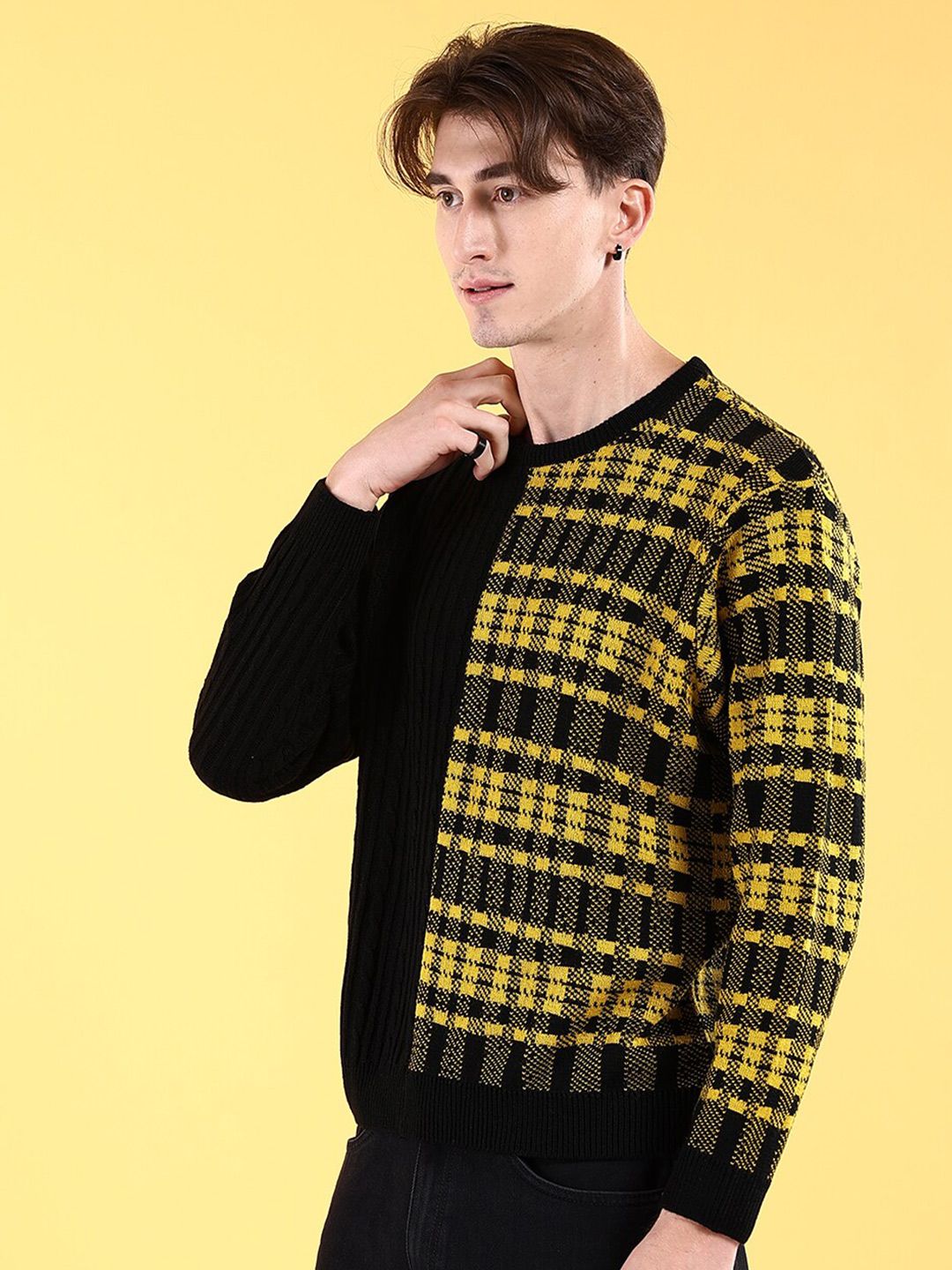 The Indian Garage Co Checked Acrylic Pullover
