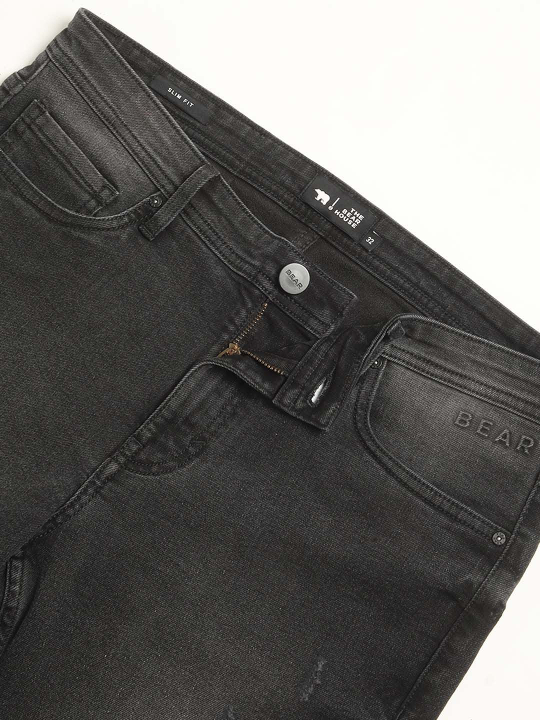 THE BEAR HOUSE Men Skinny Fit Mildly Distressed Heavy Fade Stretchable Jeans