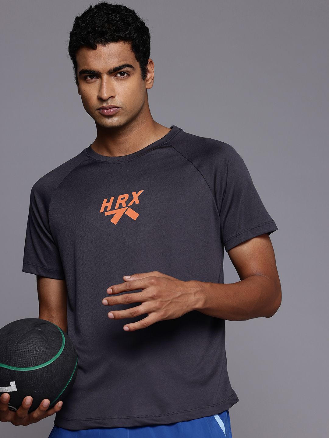 HRX by Hrithik Roshan Brand Logo Printed Rapid-Dry Training or Gym Sports T-shirt