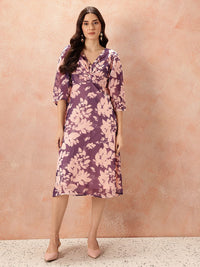 all about you Floral Print Twisted A-Line Midi Dress