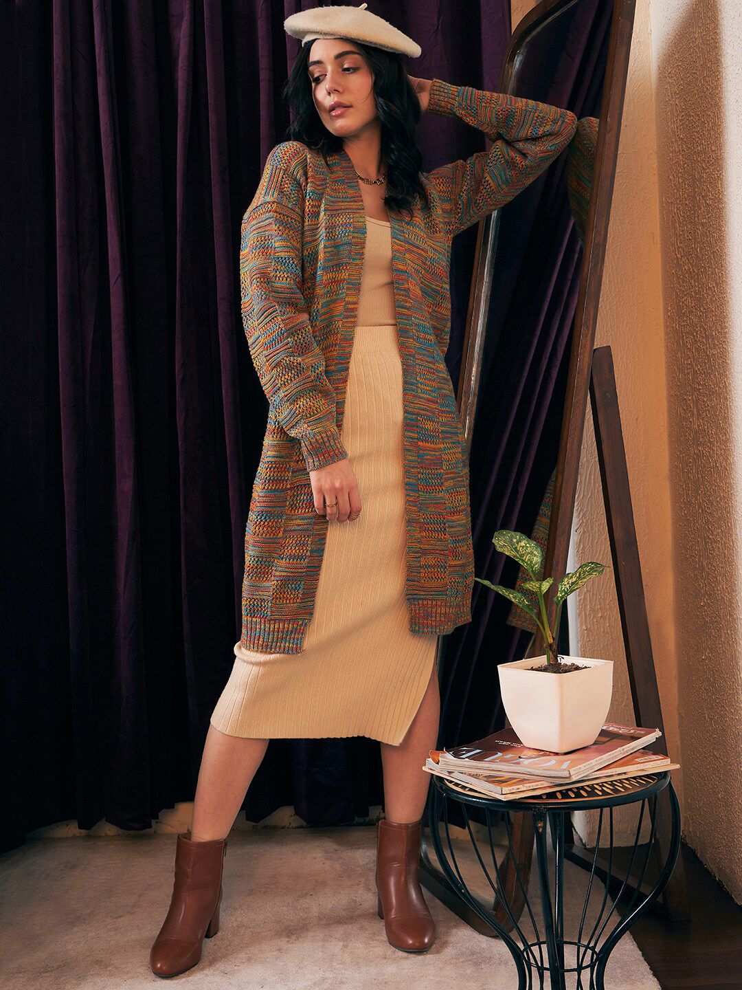 Berrylush Self Designed Open Front Sweater