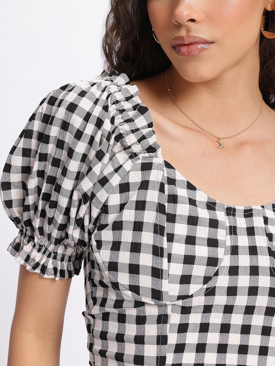 DressBerry The Retro Remix Checked Crop Top