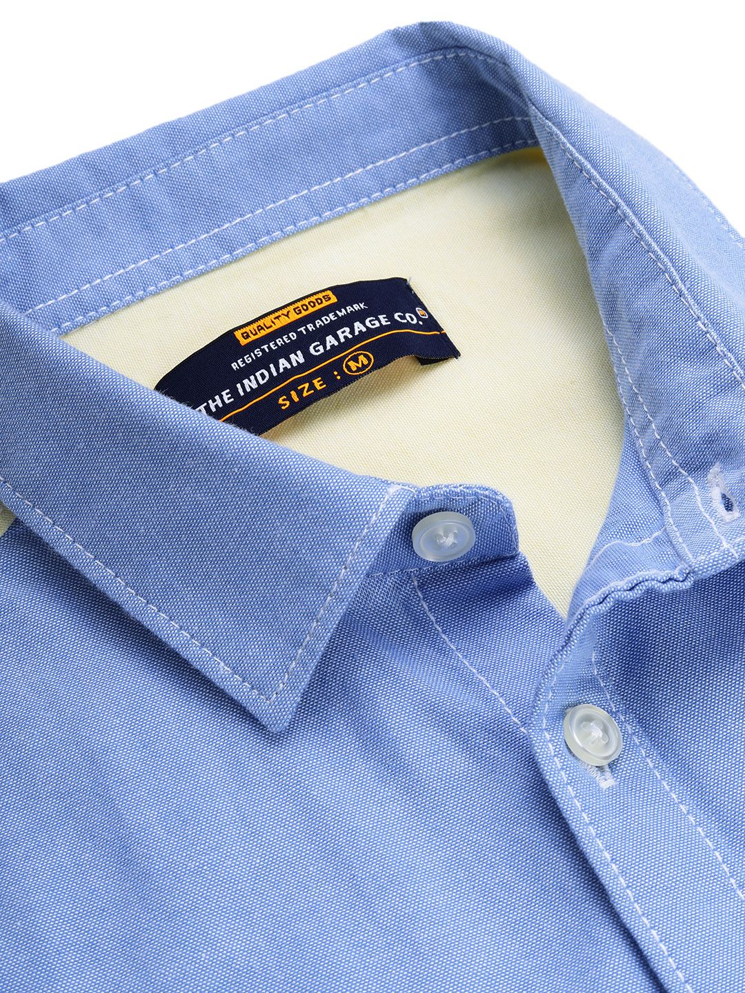 The Indian Garage Co Men Blue & Yellow Slim Fit Colourblocked Casual Shirt
