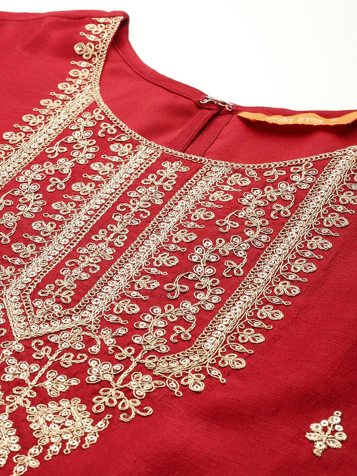 Indo Era Ethnic Motifs Embroidered Sequinned Kurta With Trousers & Dupatta