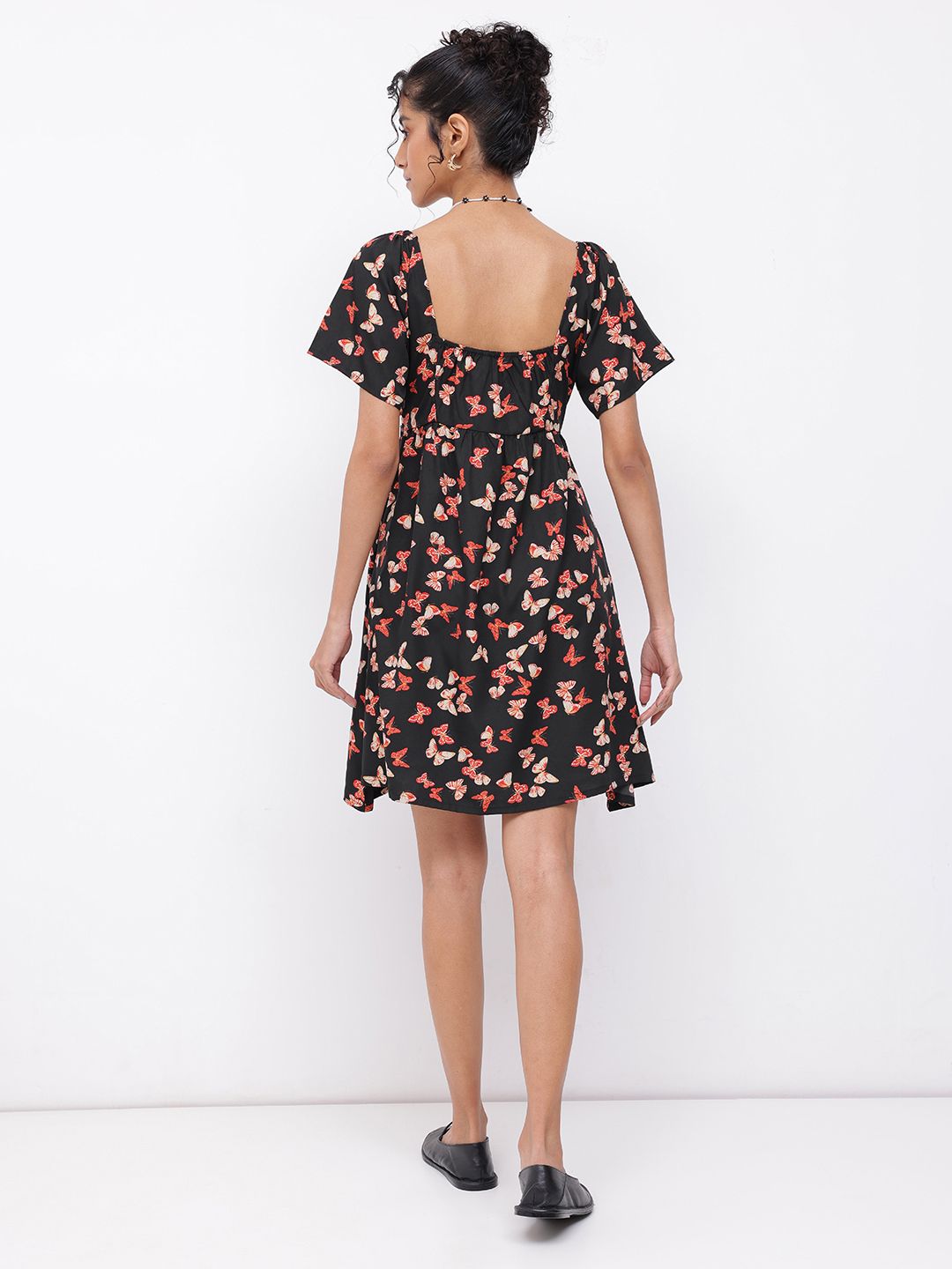 DressBerry Glowing Papillon Print Cut-Out Dress