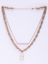 VOGUE PANASH Gold-Plated And Lock Shaped Layered Necklace