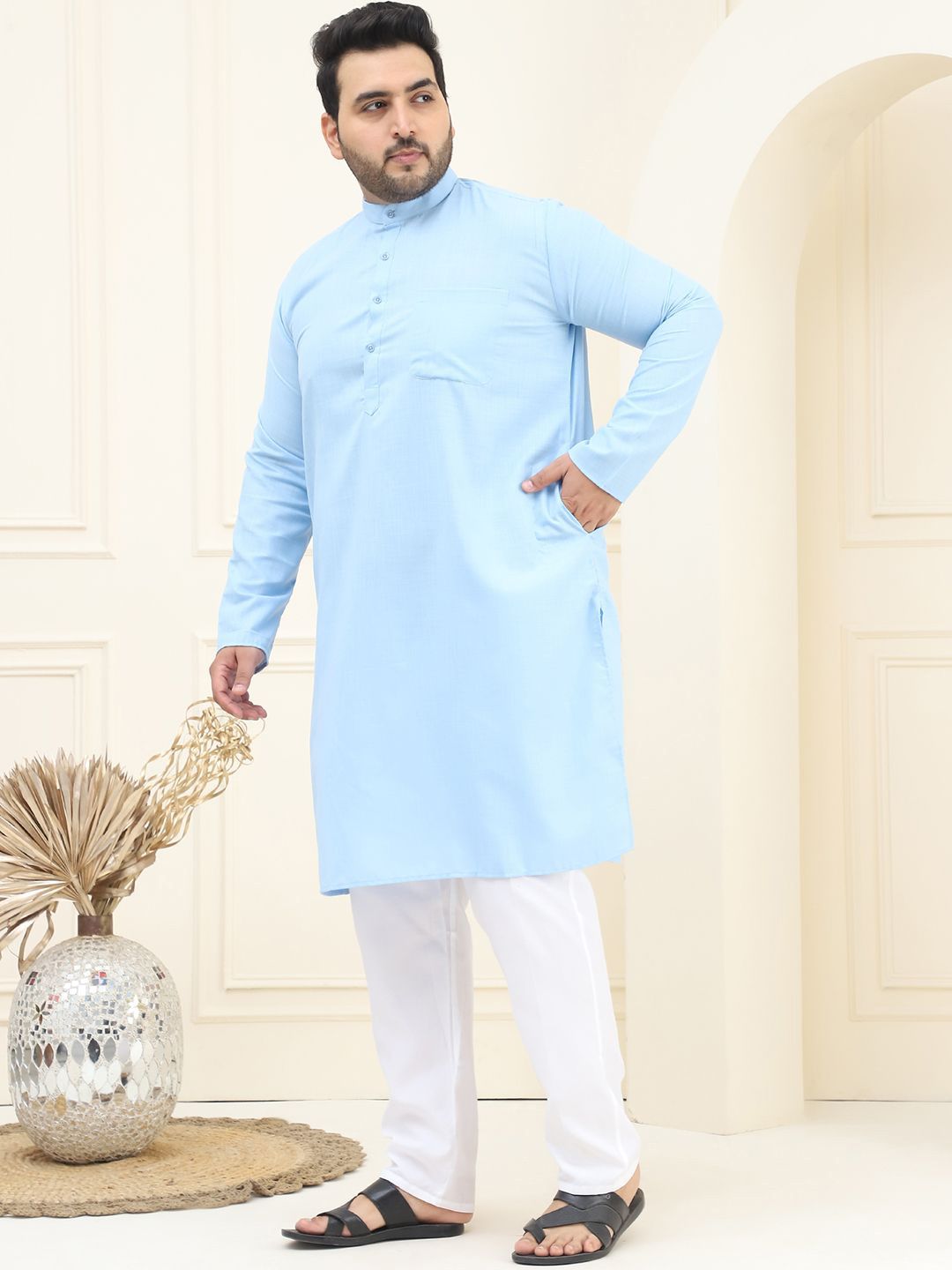 SOJANYA PLUS Plus Size Pure Cotton Straight Kurta with Pyjamas