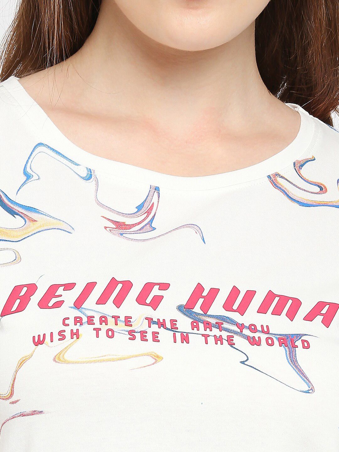 Being Human Abstract Printed Casual Cotton T-shirt