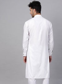 SOJANYA Men White Solid Pathani Kurta