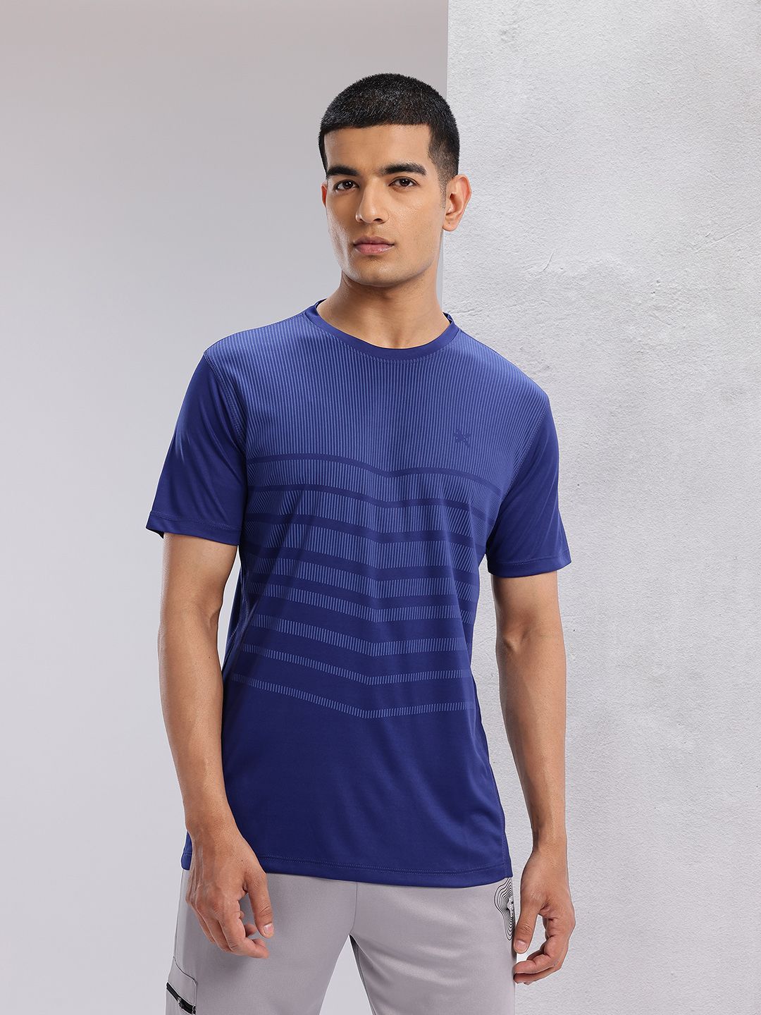 HRX by Hrithik Roshan Striped Rapid-Dry Training T-shirt