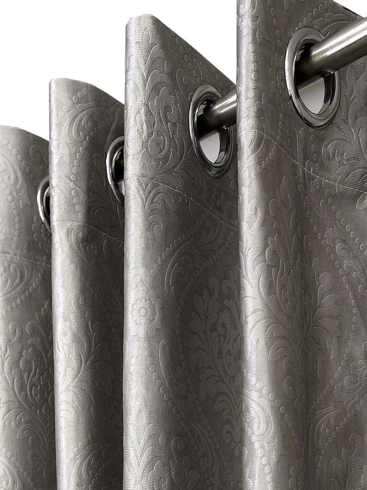 Cortina Set of 2 Embossed Damask Printed Window Curtains