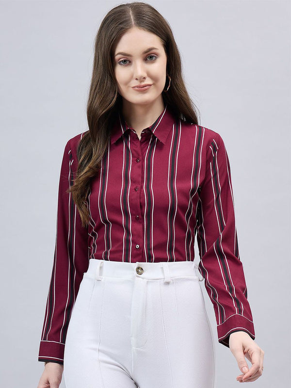 Style Quotient Women Smart Fit Striped Spread Collar Formal Shirt