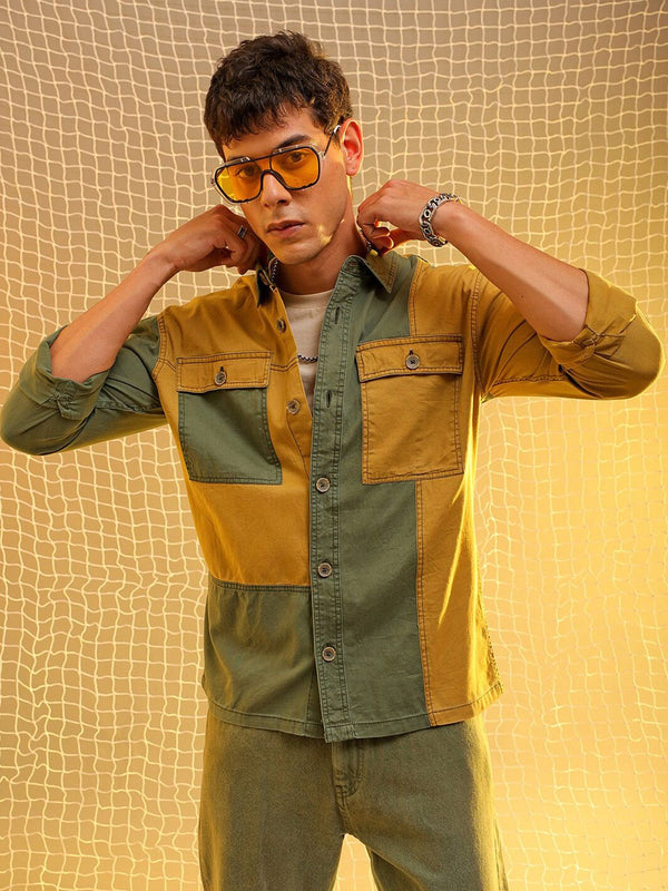 The Indian Garage Co Colourblocked Spread Collar Long Sleeves Casual Shirt