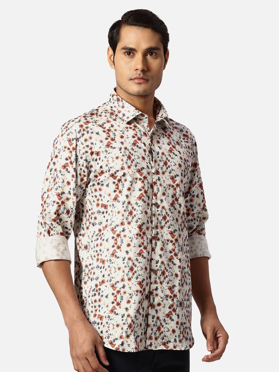 Park Avenue Abstract Printed Cotton Spread Collar Slim Fit Casual Shirt