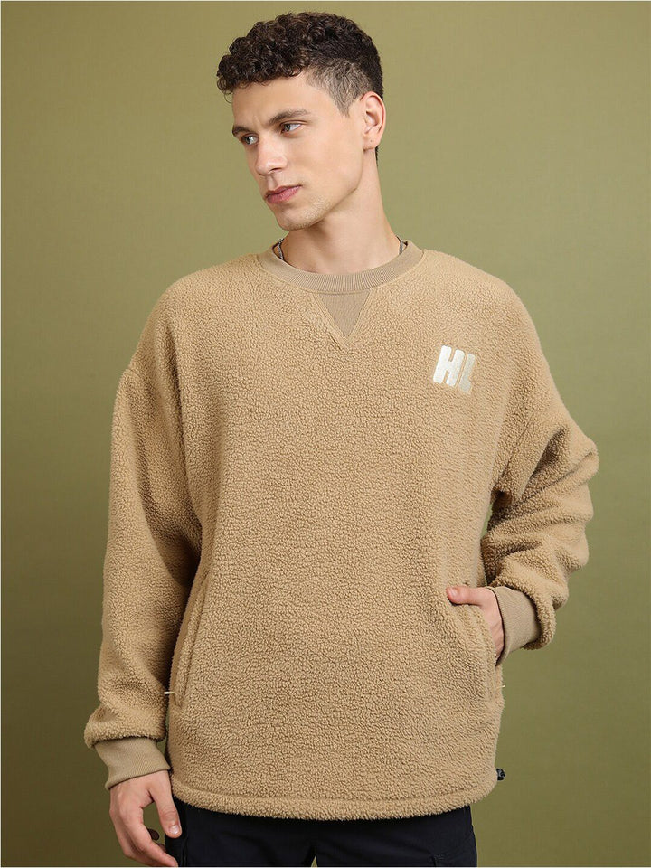 HIGHLANDER Brown Oversized Drop Shoulder Sleeves Sweatshirt