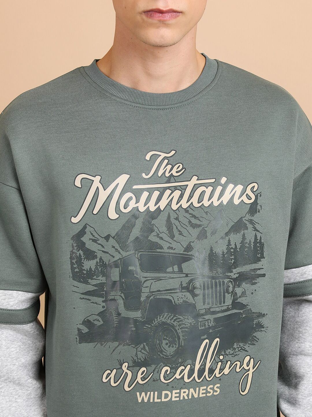 HIGHLANDER Typography Printed Drop Shoulder Sleeves Oversized Pullover