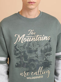 HIGHLANDER Typography Printed Drop Shoulder Sleeves Oversized Pullover