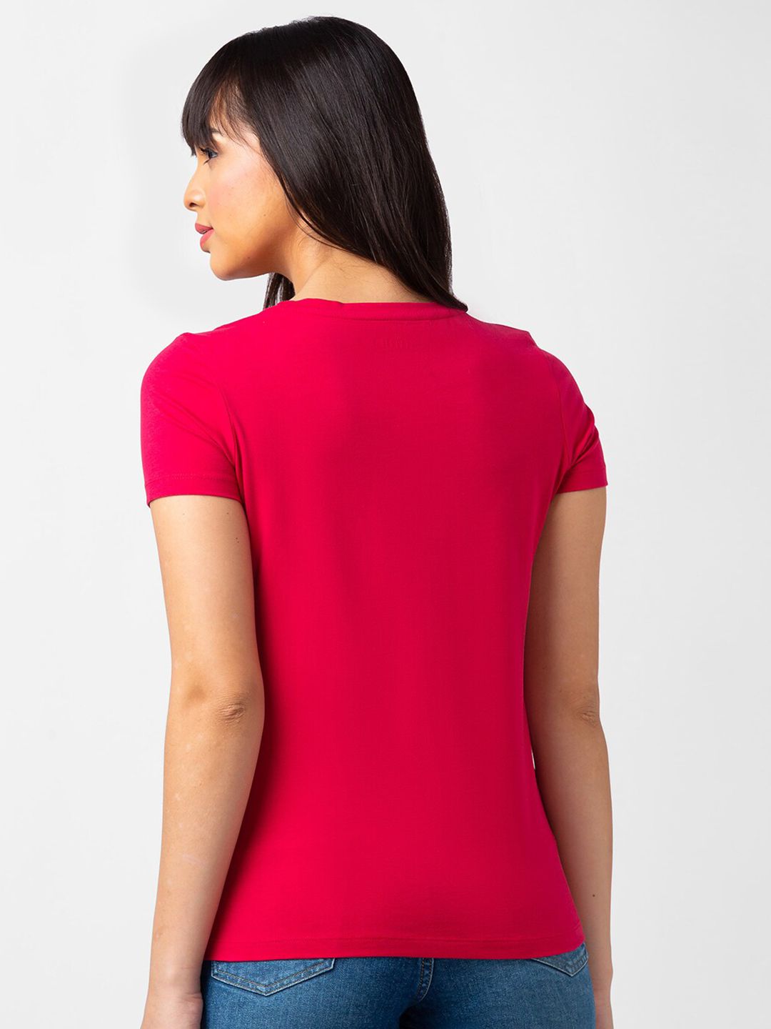 SPYKAR Women Round Neck Cotton T-shirt
