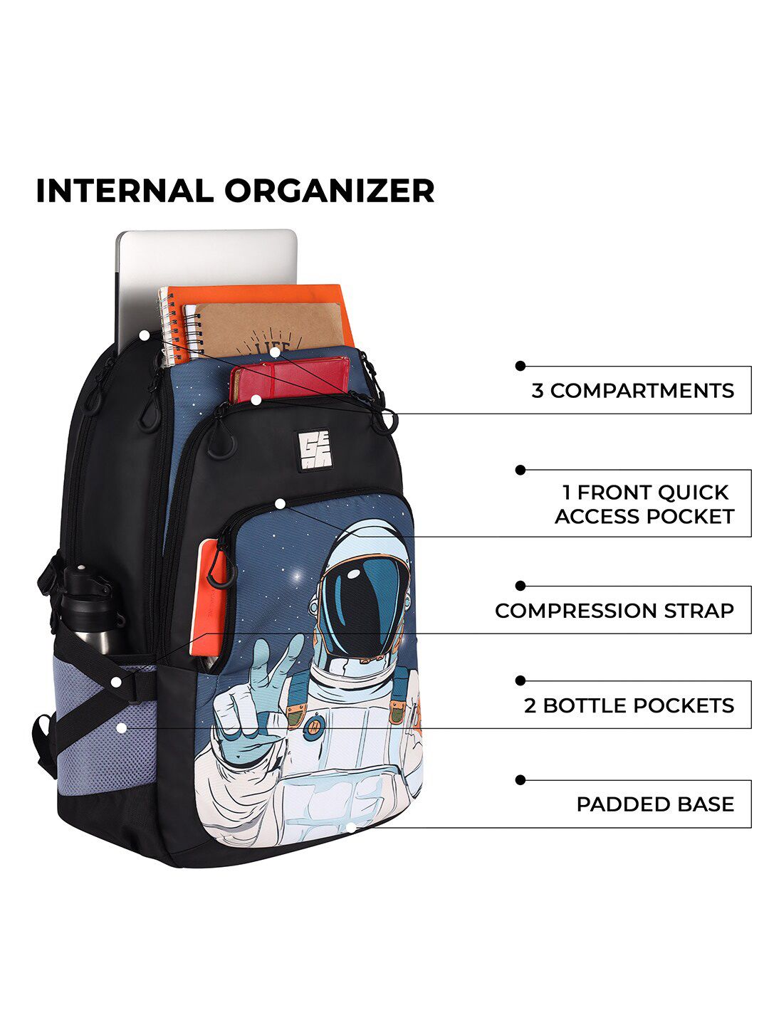 Gear Boys Astronomer Printed Backpack with Compression Straps