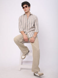 VASTRADO Men Classic Slim Fit Multi Stripes Opaque Striped Casual Shirt