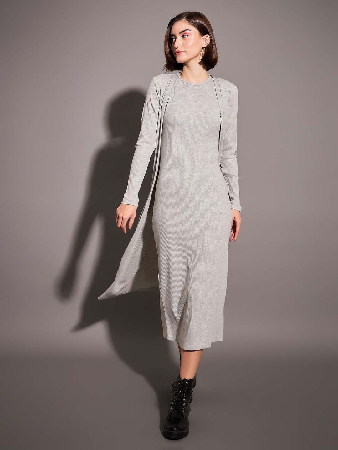 SASSAFRAS Self Design Longline Open Front Shrug