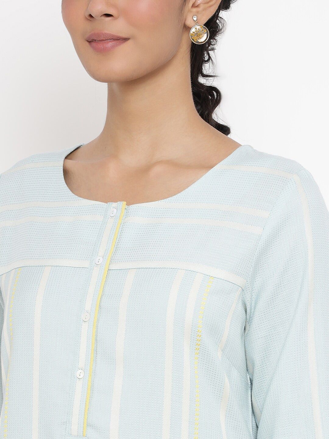 W Women Geometric Print Straight Kurta