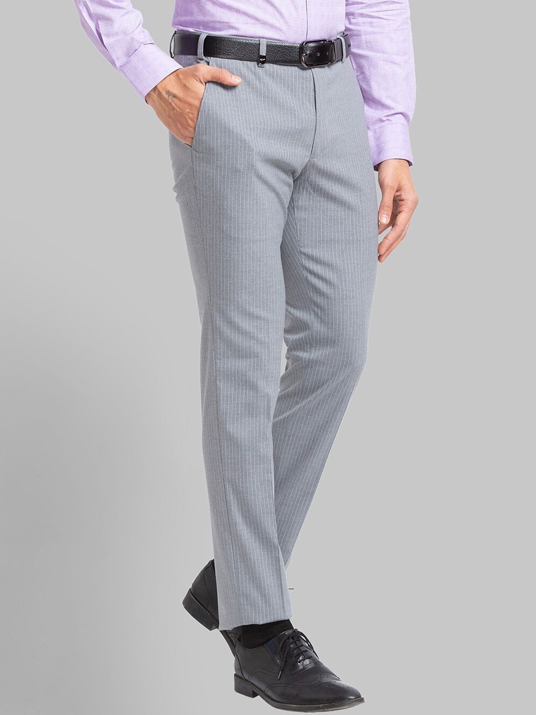 Park Avenue Men Striped Slim Fit Formal Trousers
