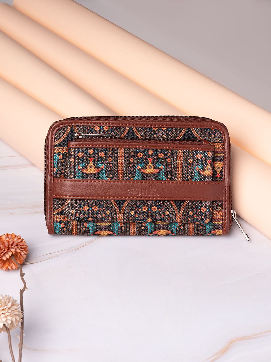 ZOUK Women Ethnic Motifs Printed Zip Around Wallet