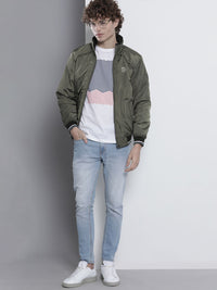 The Indian Garage Co Slim Fit High-Neck Zip-Front Bomber Jacket