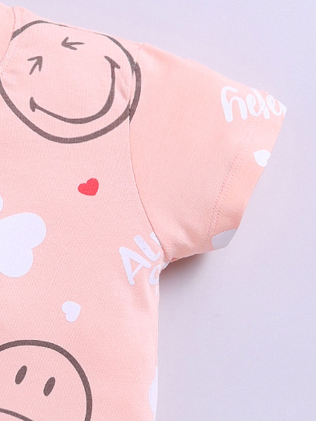 Happy Faces Kids Girls Smiley Printed Pure Cotton T-Shirt