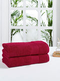 MYTRIDENT Red 500 GSM Set of 2 Cotton Bath Towel