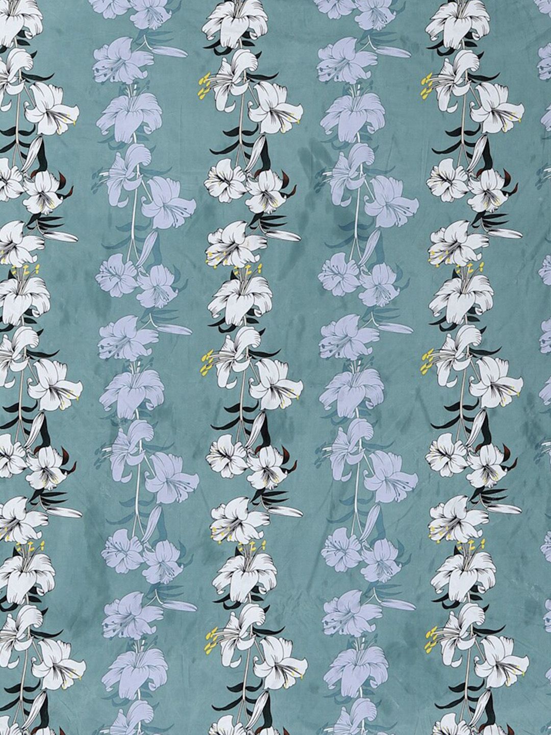 KLOTTHE Green & Grey Floral 300 TC Fitted Super King Bedsheet with 2 Pillow Covers