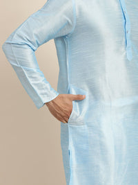 Anug by SOJANYA Men Blue Band Collar Kurta
