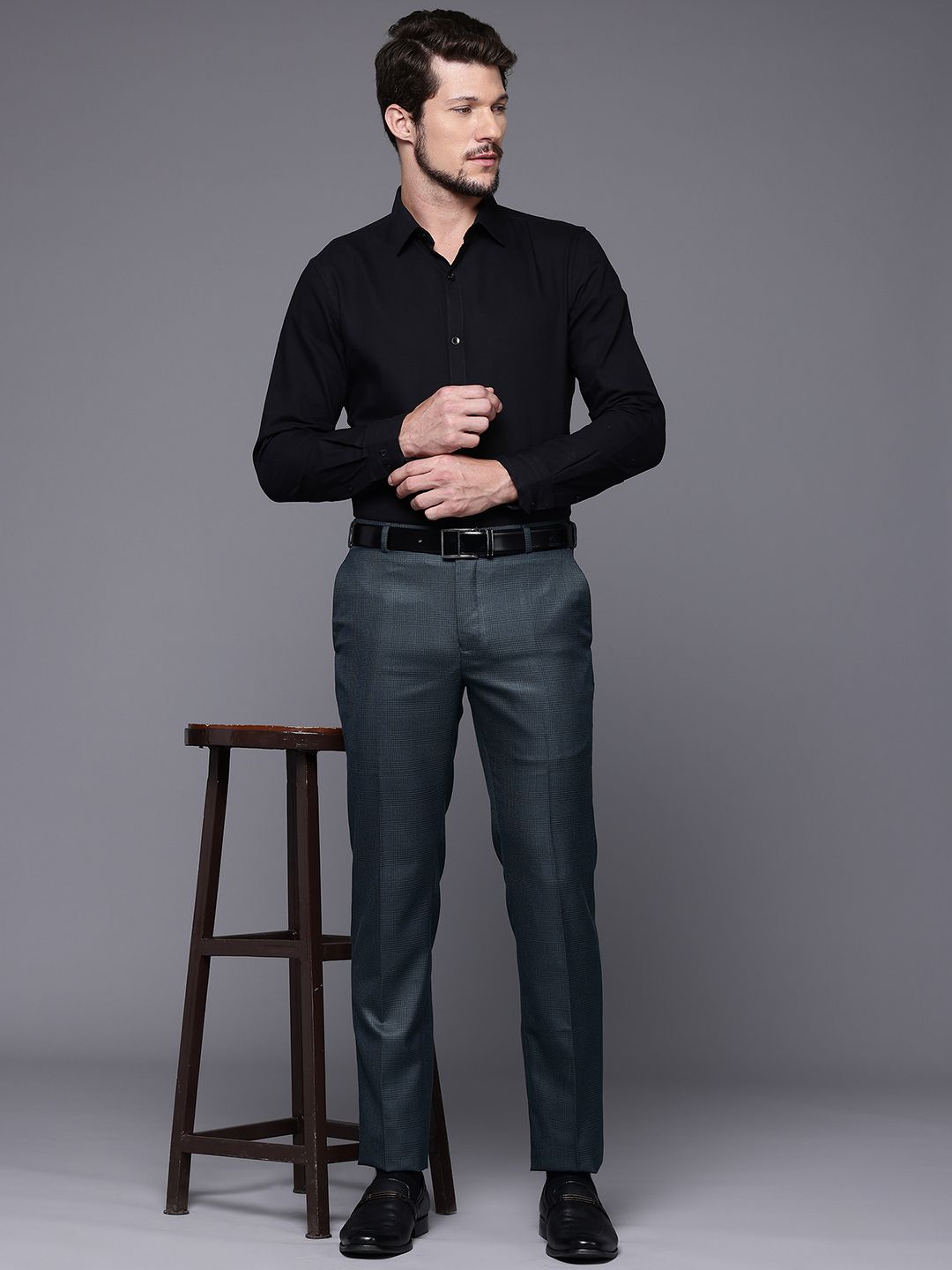 Raymond Men Checked Slim Fit Formal Trousers