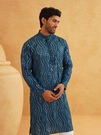SOJANYA Kurta Kapas Tulen Bersulam Abstrak Lengan Panjang