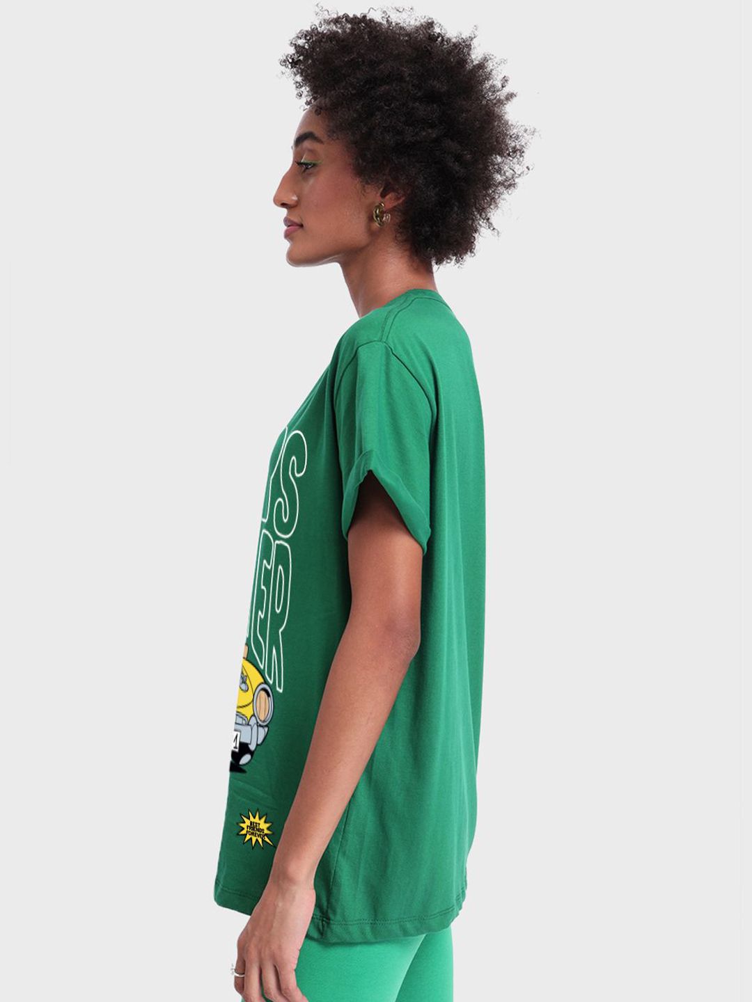 Bewakoof Women Graphic Printed Round Neck Pure Cotton Oversized Tom & Jerry T-shirt