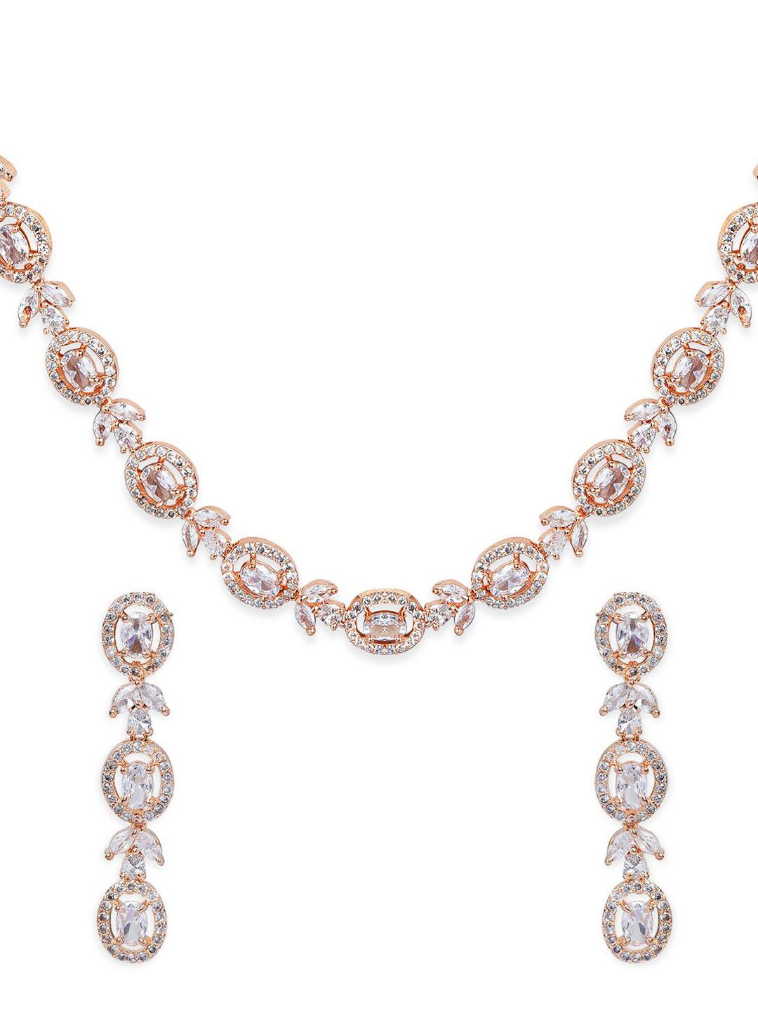 Rubans 18k Rose Gold-Plated Putih Zirkonia Kalung Buatan Kalung Buatan Kalung